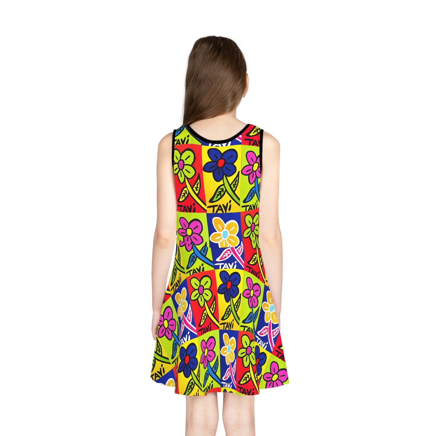 Vibrant Floral Sleeveless Sundress for Girls