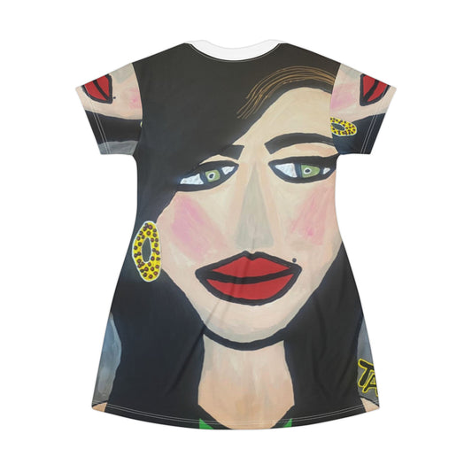 Amy – All‑Over Print Graphic T‑Shirt Dress