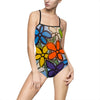 Floral Mosaic One-Piece Swimsuit — Colorful Retro Flower Print
