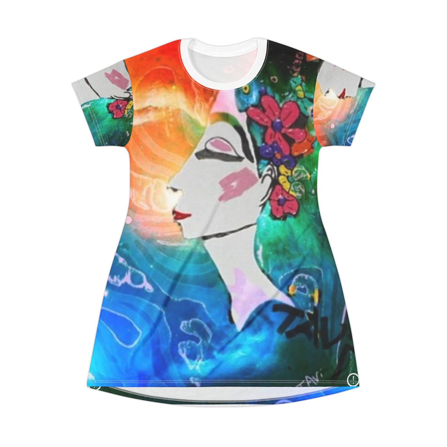 Audrey – All‑Over Print Graphic T‑Shirt Dress