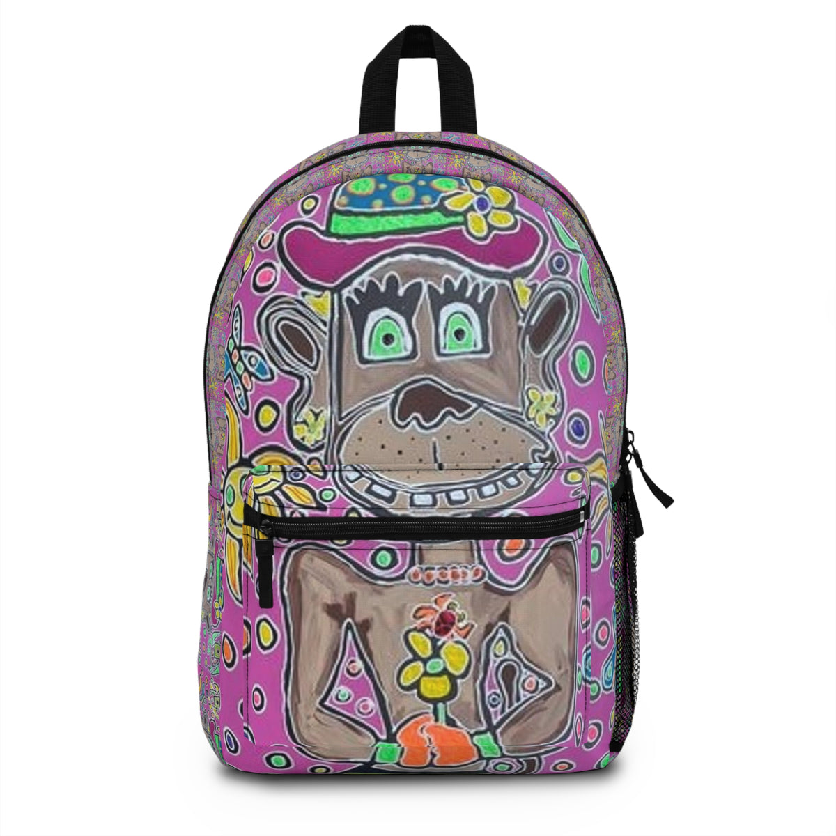 Colorful Artistic Backpack - Fun Monkey Design for Kids & Teens