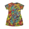 Abstract Splash Print T-Shirt Dress — Colorful Paint Splatter AOP