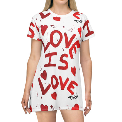 Love is Love  – All‑Over Print Graphic T‑Shirt Dress