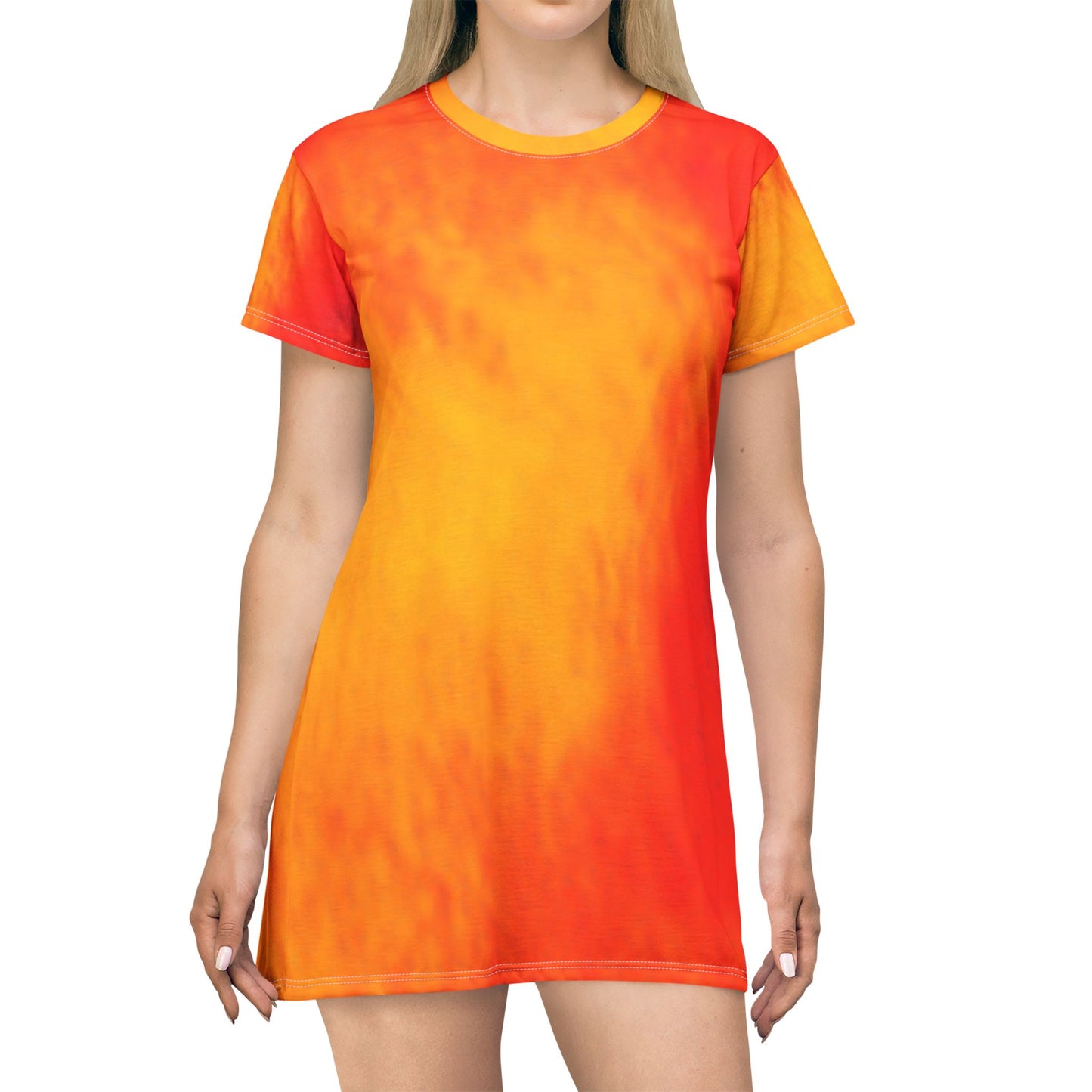 Sunset Fade-  All‑Over Print Graphic T‑Shirt Dress