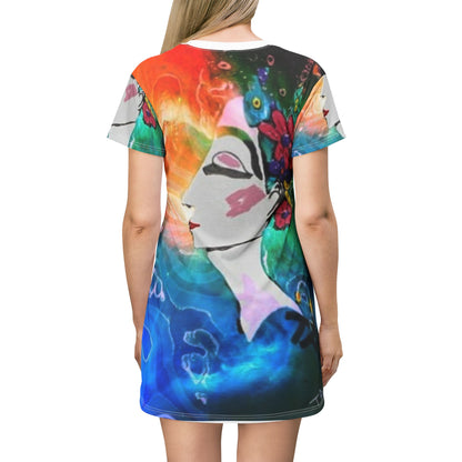 Audrey – All‑Over Print Graphic T‑Shirt Dress