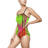 Women’s One-Piece Swimsuit — Neon Watercolor Abstract Print