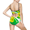 Abstract Green Splash One-Piece Swimsuit – Vibrant Tropical Art Print