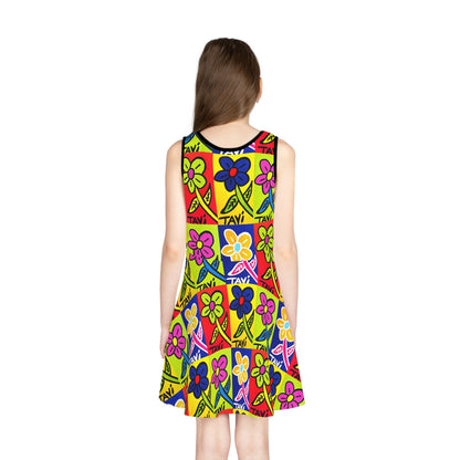Vibrant Floral Sleeveless Sundress for Girls