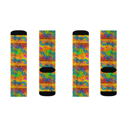 Love Love Love Sublimation Socks by Tavi Art