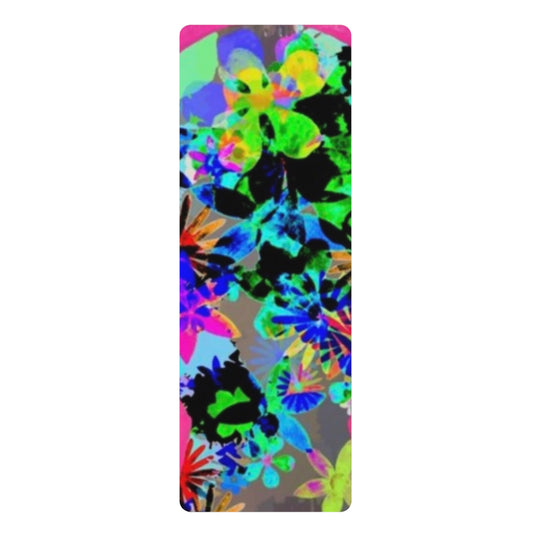 Vibrant Neon Floral Rubber Yoga Mat – Non‑Slip Neon Floral All‑Over Print – 24" x 70"