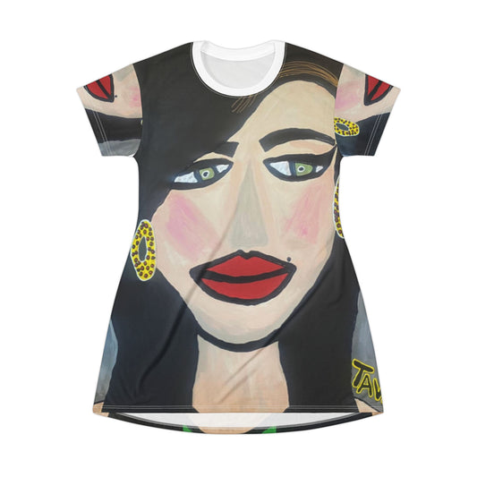 Amy – All‑Over Print Graphic T‑Shirt Dress