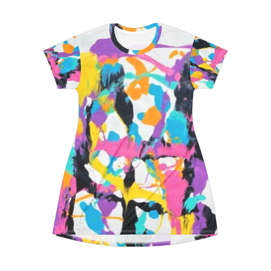 Abstract Paint Splash – All‑Over Print Graphic T‑Shirt Dress