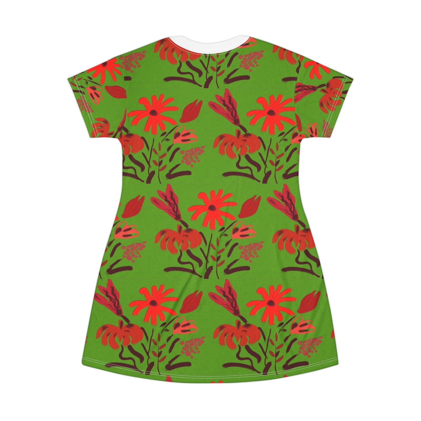 Floral Green - All‑Over Print Graphic T‑Shirt Dress