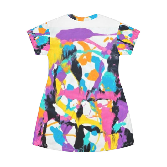 Abstract Paint Splash – All‑Over Print Graphic T‑Shirt Dress