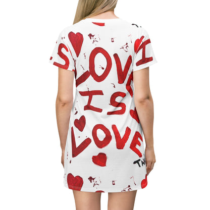 Love is Love  – All‑Over Print Graphic T‑Shirt Dress