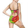 Women’s One-Piece Swimsuit — Neon Watercolor Abstract Print