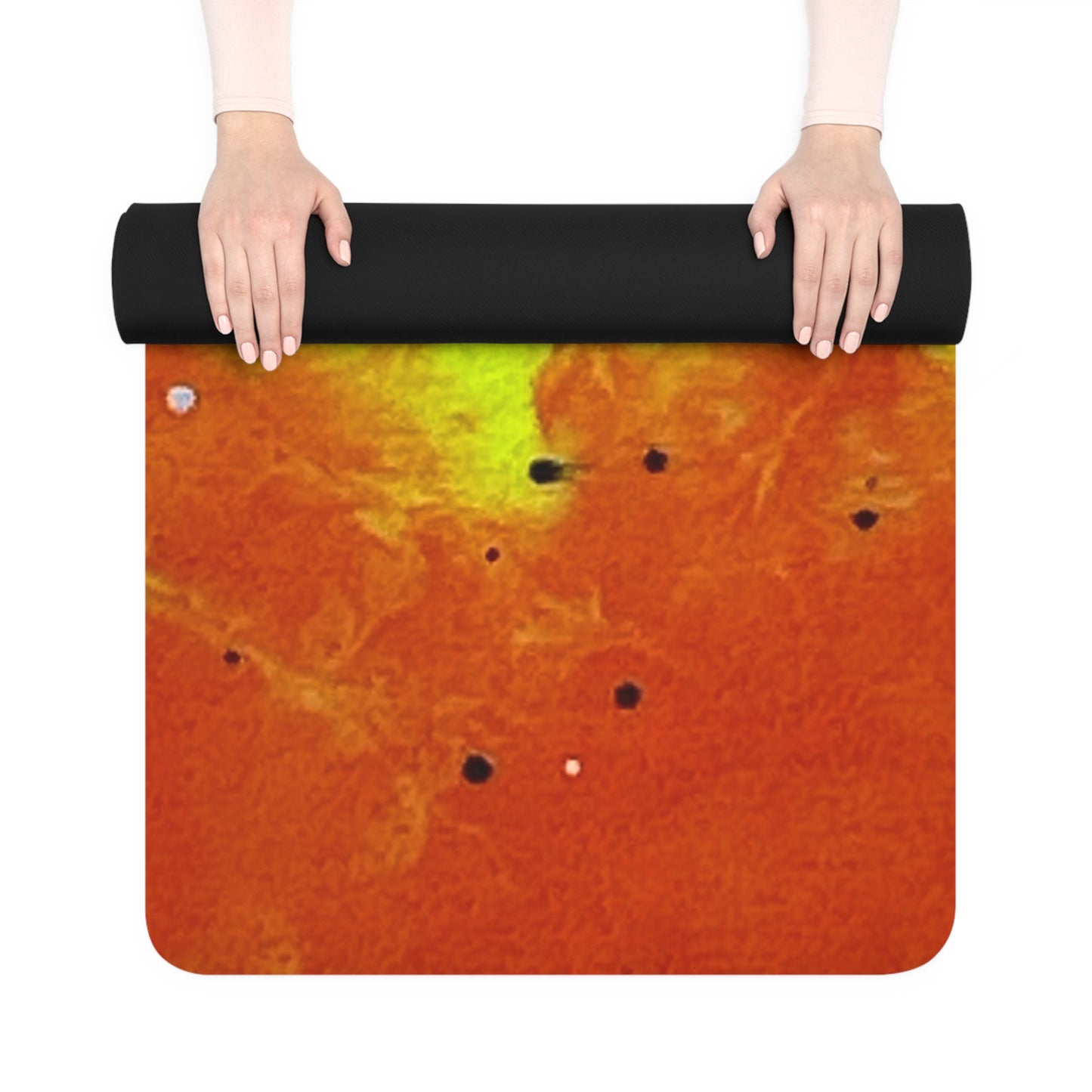 Vibrant Abstract Rubber Yoga Mat – Non‑Slip Neon Lime & Sunset Marble – 24" x 70"