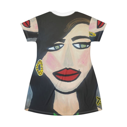 Amy – All‑Over Print Graphic T‑Shirt Dress