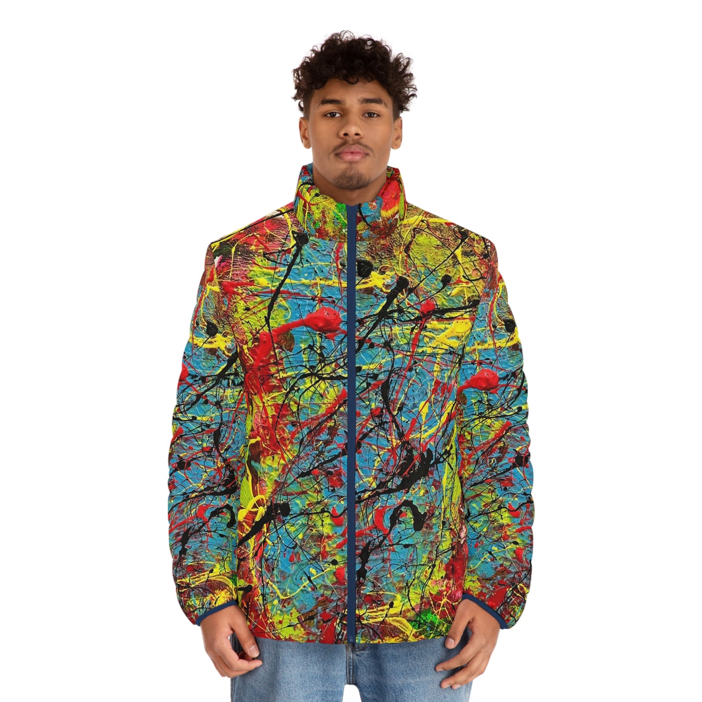 Abstract Splatter Puffer Jacket — Bold All-Over Print
