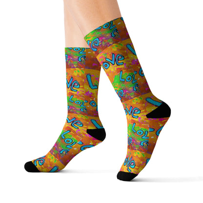 Love Love Love Sublimation Socks by Tavi Art