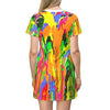 Vibrant Abstract T-Shirt Dress - Fun Summer Outfit, Art-Inspired Dress