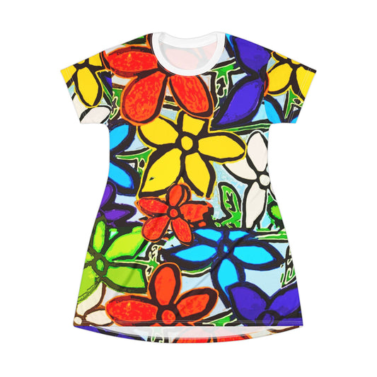 Floral T-Shirt Dress by TAVi Art in 5 Sizes