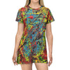 Abstract Splash Print T-Shirt Dress — Colorful Paint Splatter AOP