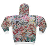 LOVE & FAITH Graffiti Fleece Zip Hoodie – All‑Over Print Jacket