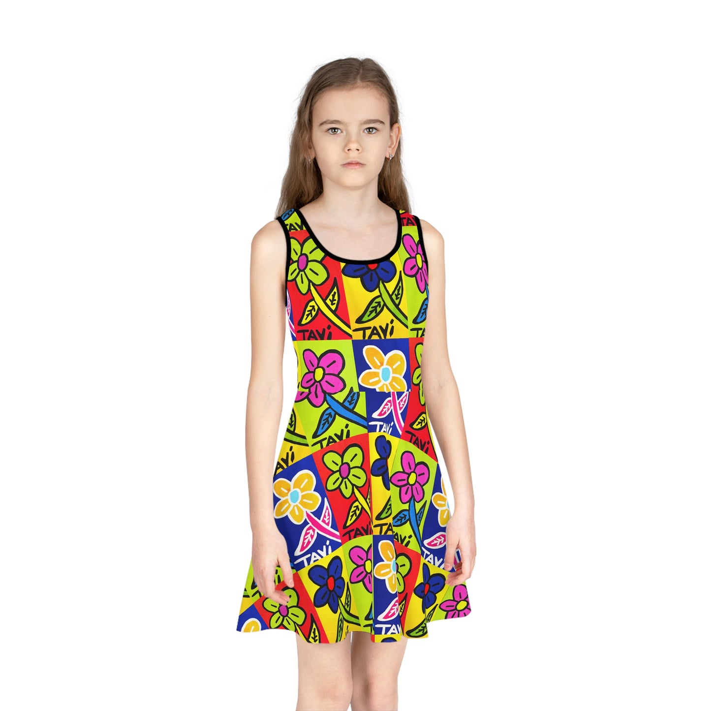 Vibrant Floral Sleeveless Sundress for Girls