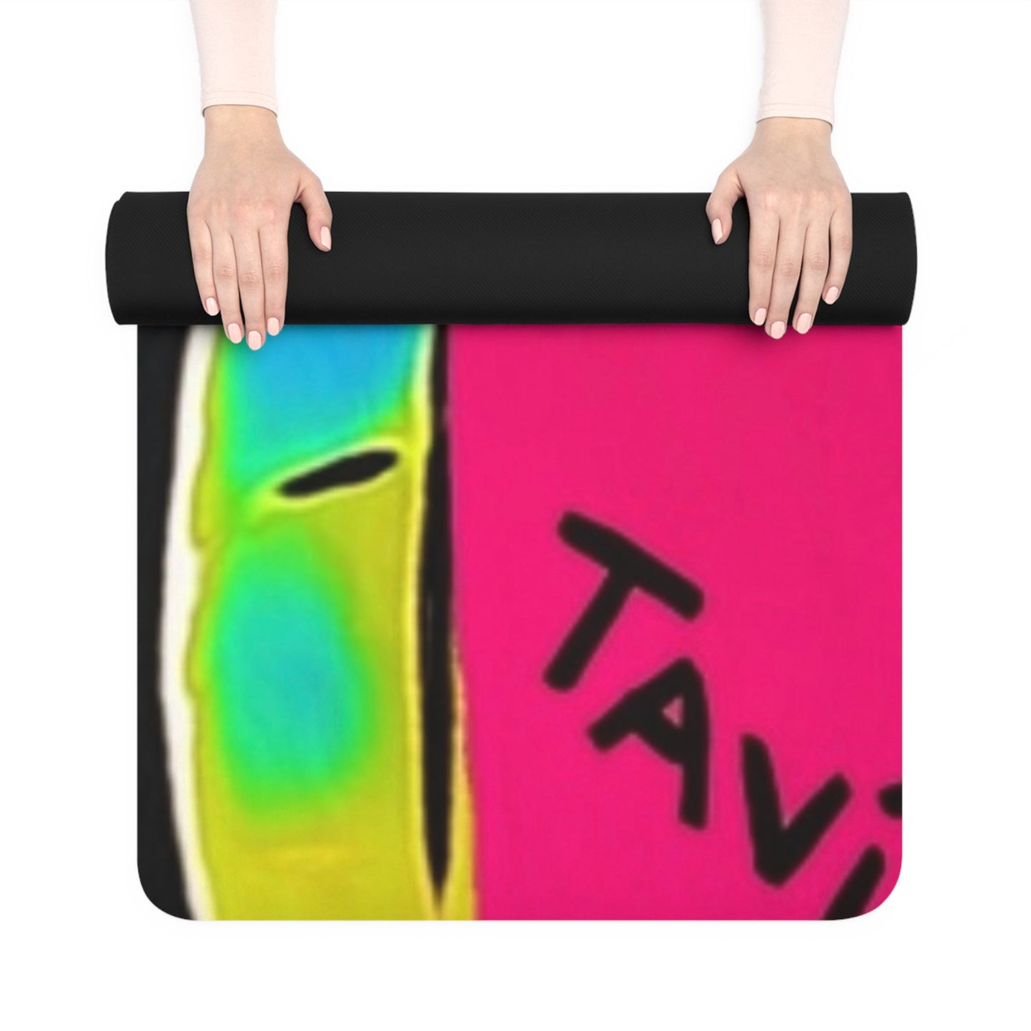Abstract Neon Faces Rubber Yoga Mat – Non‑Slip All‑Over Print – 24" x 70"