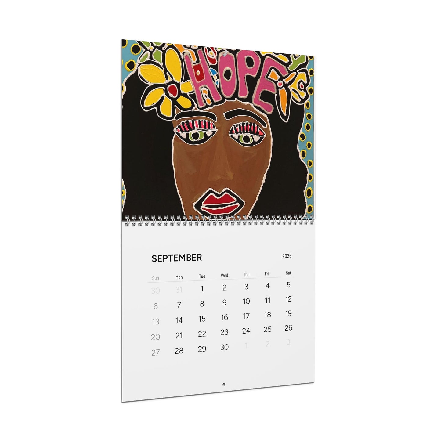 2026 Colorful Faces Wall Calendar by TAVi Art