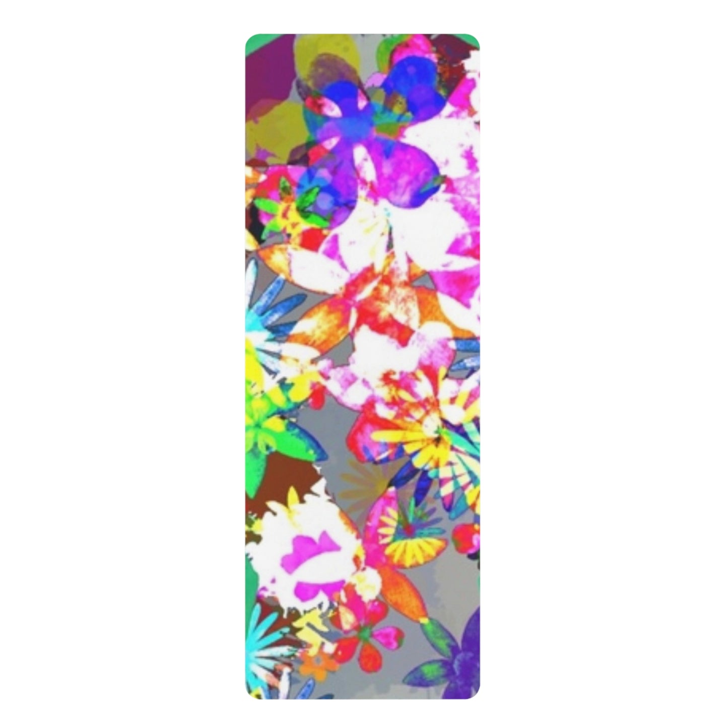 Colorburst Floral Rubber Yoga Mat – Non‑Slip Colorburst Flower Print – 24" x 70"