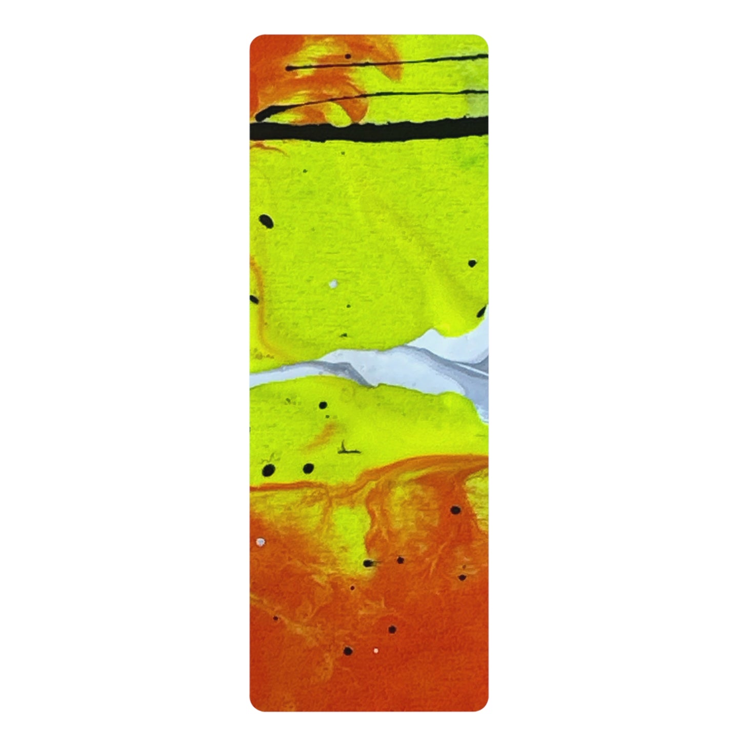 Vibrant Abstract Rubber Yoga Mat – Non‑Slip Neon Lime & Sunset Marble – 24" x 70"