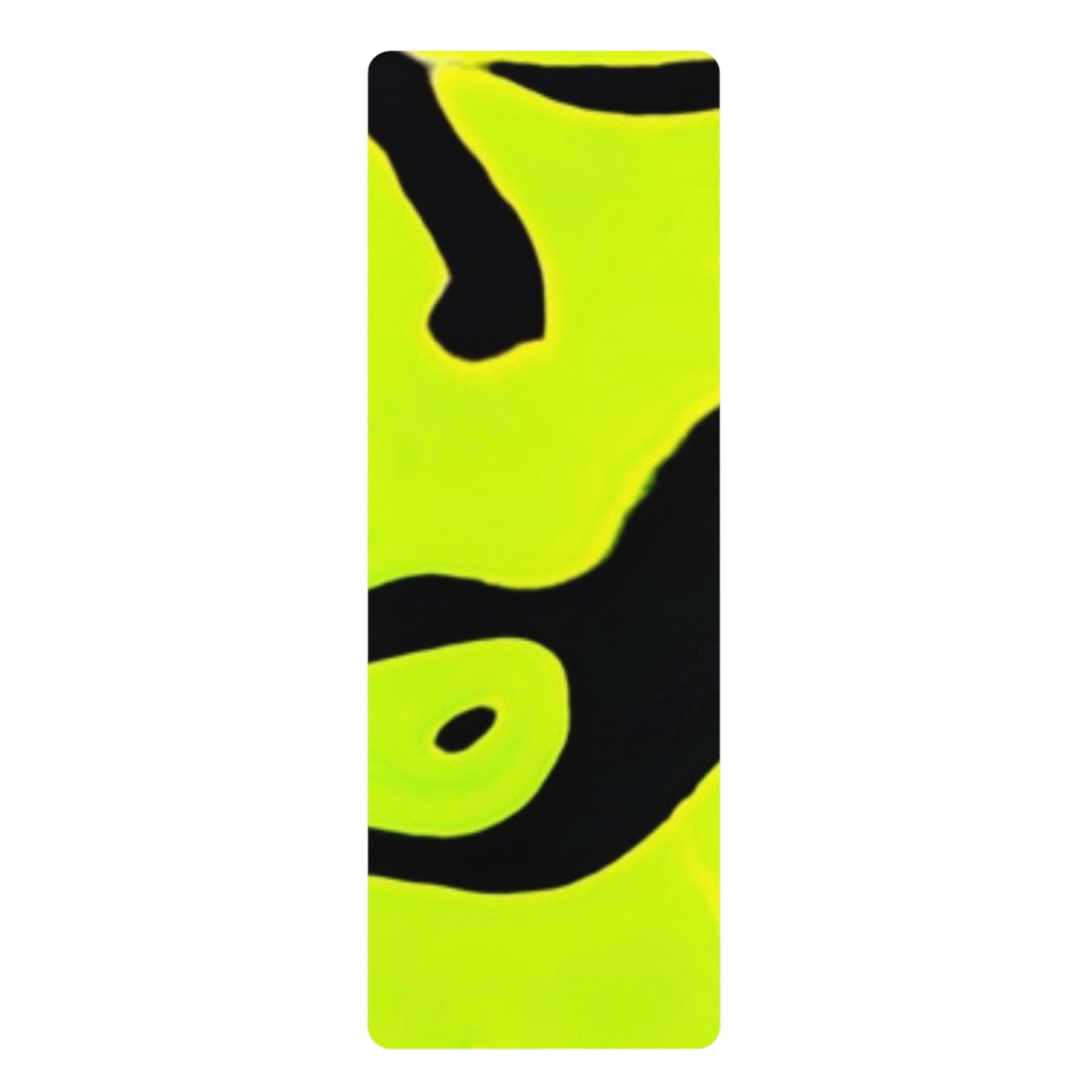 Neon Green Abstract Rubber Yoga Mat – Non‑Slip Bold Black Swirl Design – 24" x 70"