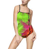Women’s One-Piece Swimsuit — Neon Watercolor Abstract Print