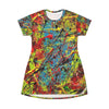 Abstract Splash Print T-Shirt Dress — Colorful Paint Splatter AOP