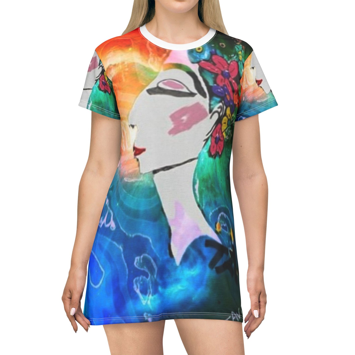 Audrey – All‑Over Print Graphic T‑Shirt Dress