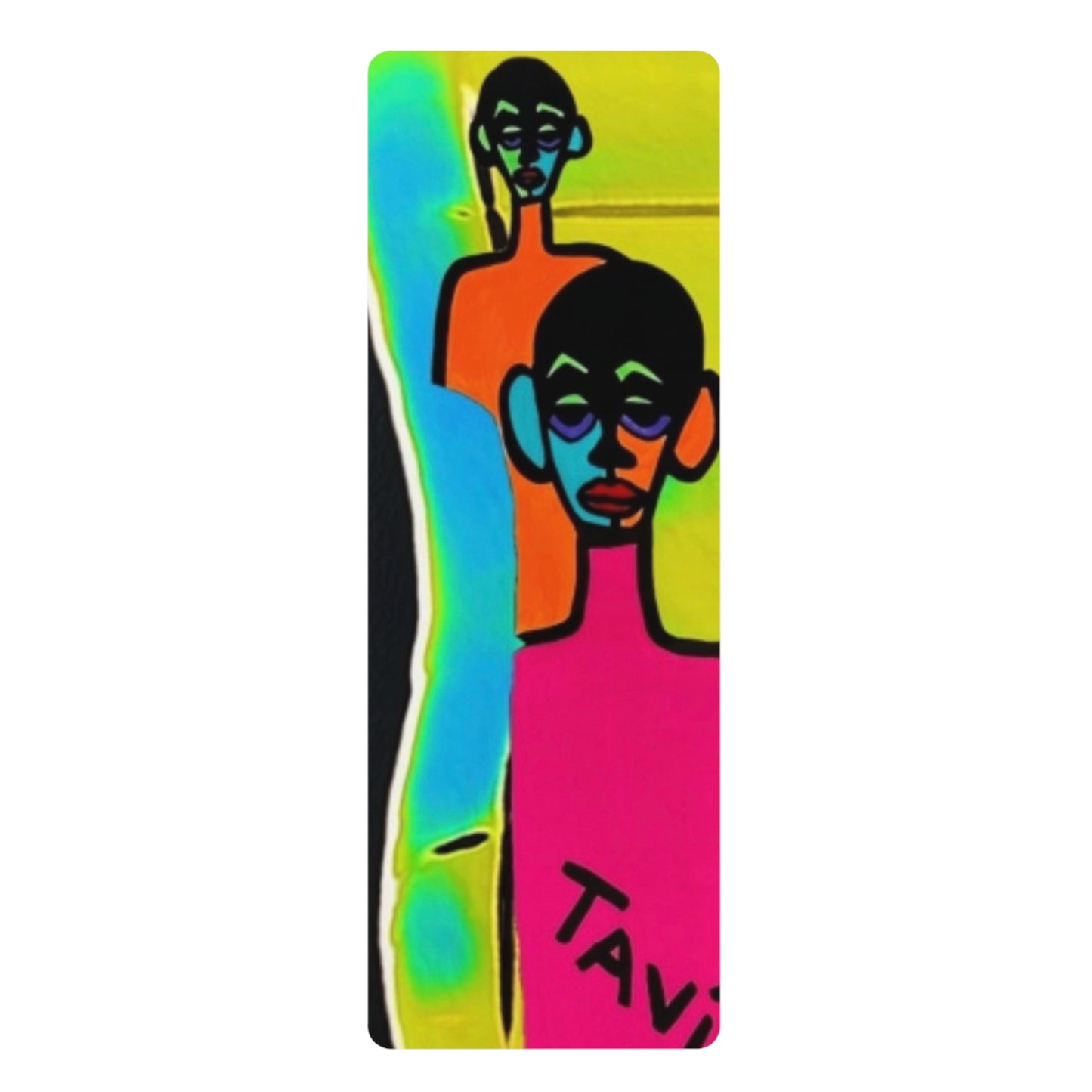 Abstract Neon Faces Rubber Yoga Mat – Non‑Slip All‑Over Print – 24" x 70"