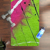 Abstract Neon Splash Rubber Yoga Mat – Non‑Slip Green & Pink All‑Over Print – 24" x 70"