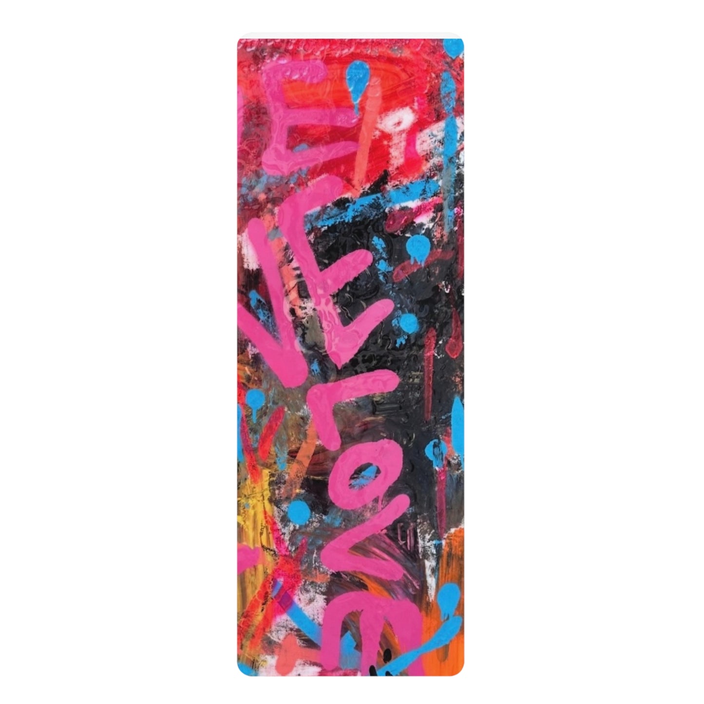 Graffiti “Love” Rubber Yoga Mat – Non‑Slip Graffiti Lettering Print – 24" x 70"