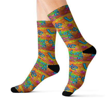 Love Love Love Sublimation Socks by Tavi Art