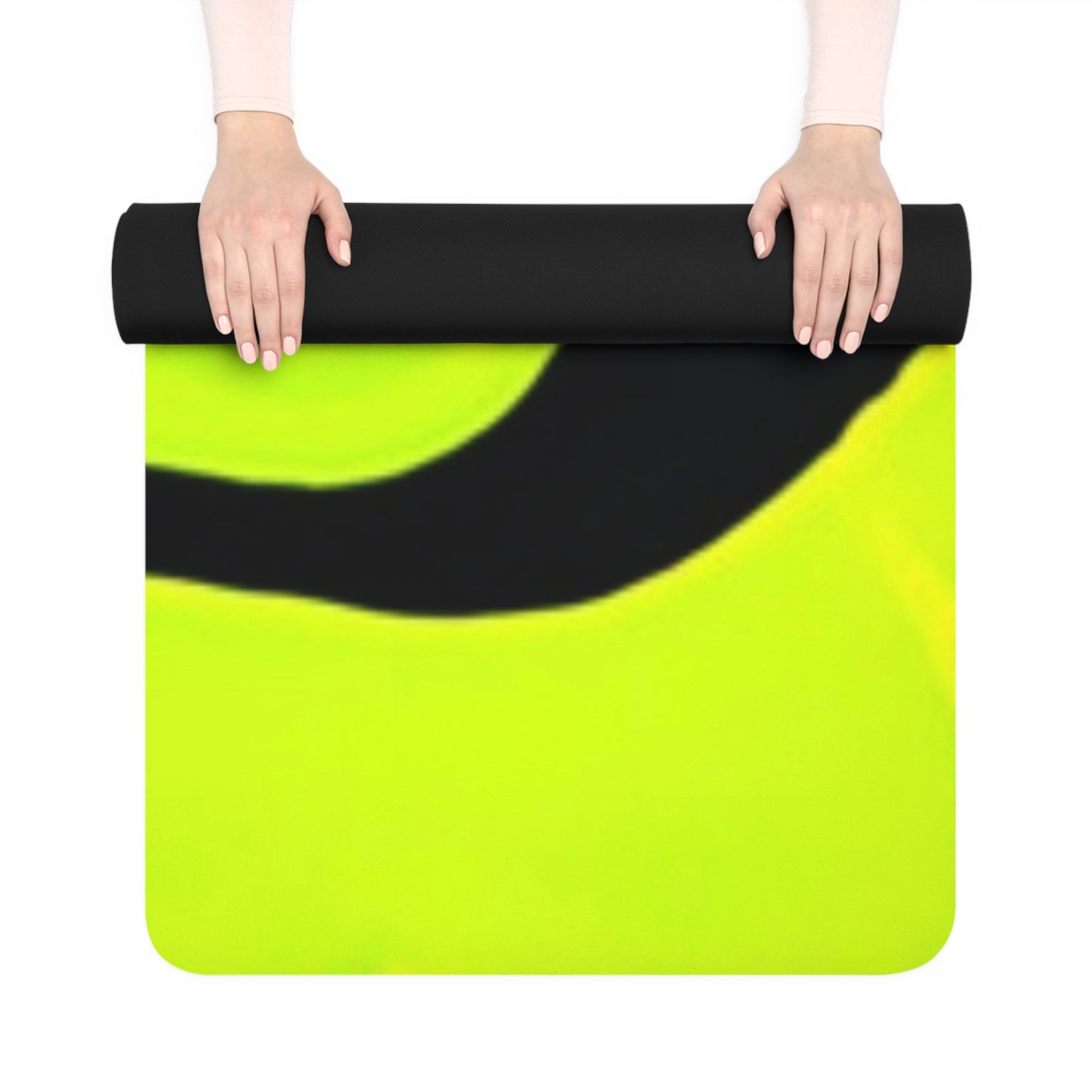 Neon Green Abstract Rubber Yoga Mat – Non‑Slip Bold Black Swirl Design – 24" x 70"