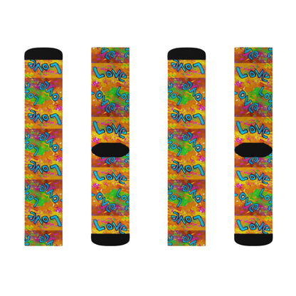 Love Love Love Sublimation Socks by Tavi Art
