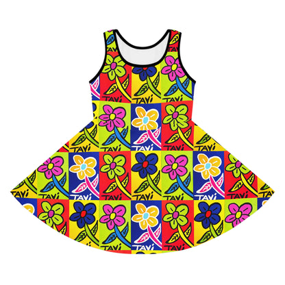 Vibrant Floral Sleeveless Sundress for Girls