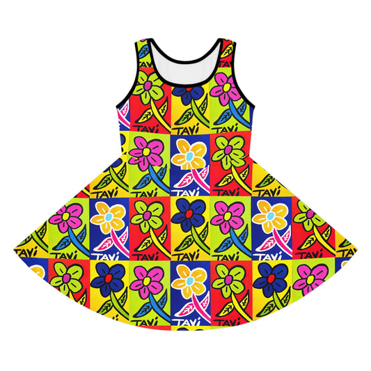 Vibrant Floral Sleeveless Sundress for Girls