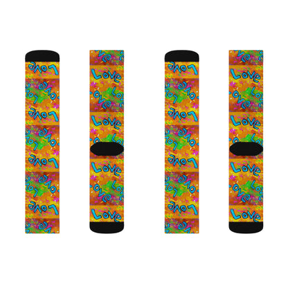 Love Love Love Sublimation Socks by Tavi Art