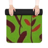 Floral Flow Rubber Yoga Mat – Non‑Slip Red Daisies on Green – 24" x 70"