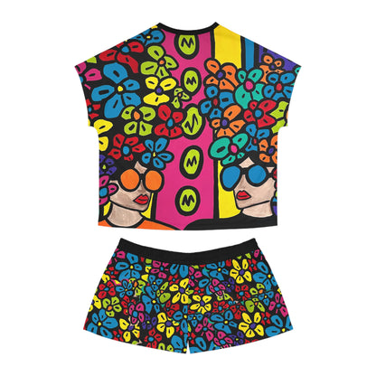 Vibrant Women's Short Pajama Set with Colorful Floral Design