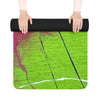 Abstract Neon Splash Rubber Yoga Mat – Non‑Slip Green & Pink All‑Over Print – 24" x 70"