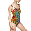 Abstract Paint Splash One-Piece Swimsuit – Colorful Artistic Women’s Swimwear